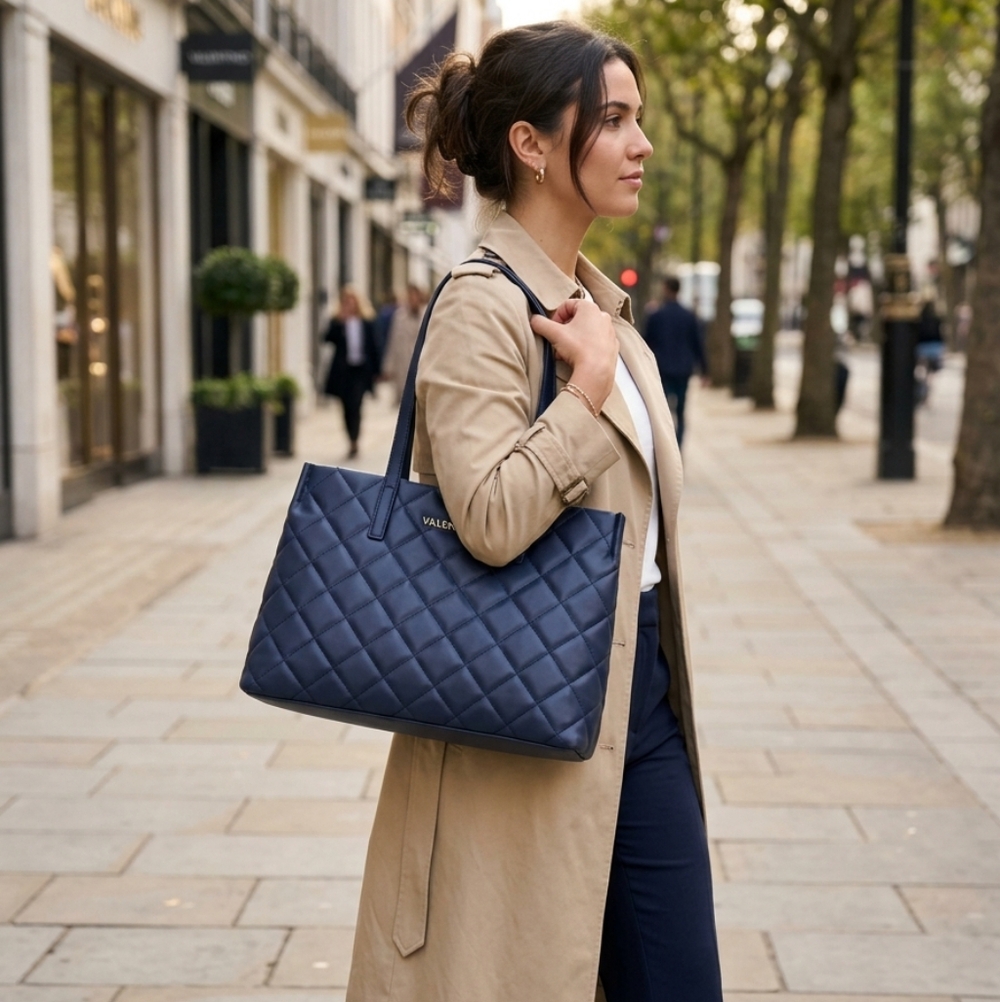 Valentino  Ocarina Tote Navy Quilted  Bag